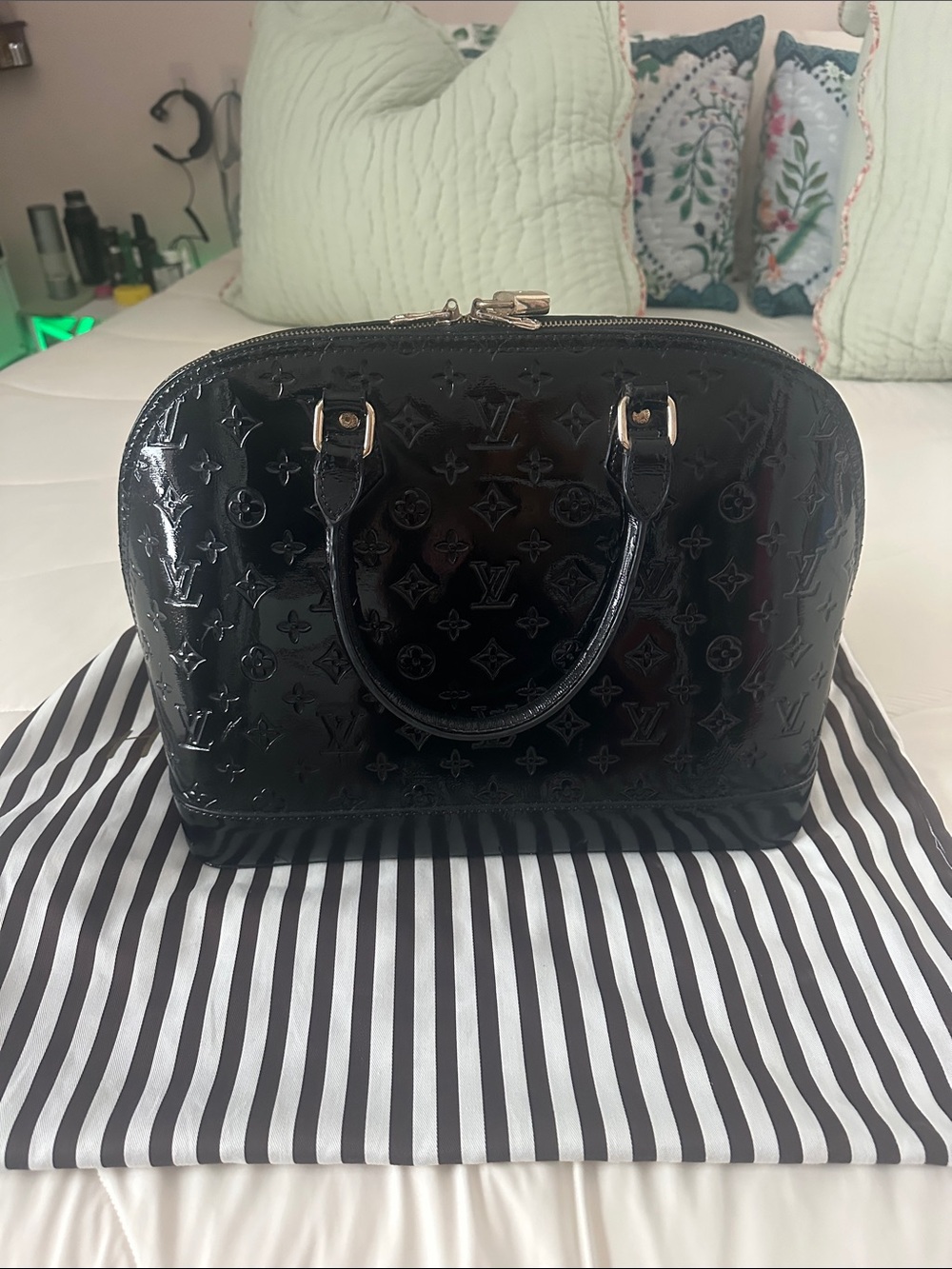 Louis Vuitton Black Vernis Alma Satchel